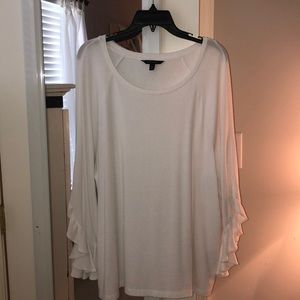 white ruffle sleeve blouse